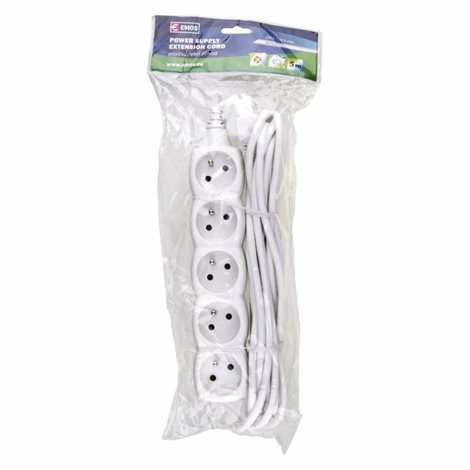 P0515 Prodlužovací kabel 5m, 5zásuvek, bílý, PVC, 1mm2 2