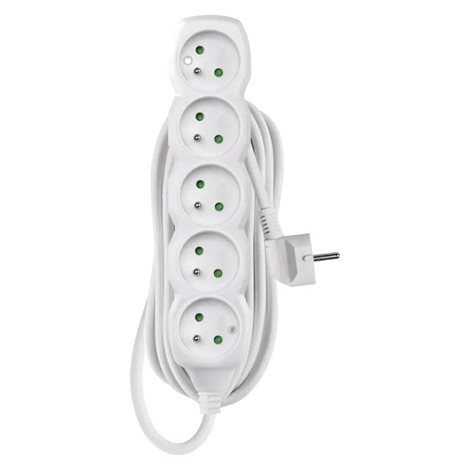 P0517R Prodlužovací kabel 7 m / 5 zásuvek / bílý / PVC / 1,5 mm2
