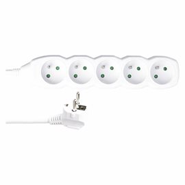 P0510R Prodlužovací kabel 10m, 5zásuvek, bílý, PVC, 1,5mm2