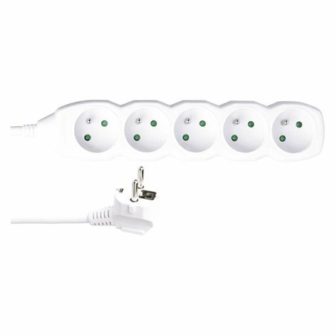 P0510R Prodlužovací kabel 10m, 5zásuvek, bílý, PVC, 1,5mm2 1