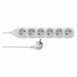 P0612 Prodlužovací kabel 2m, 6zásuvek, bílý, PVC, 1mm2