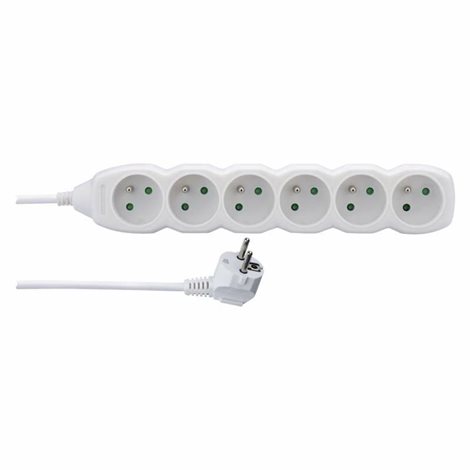 P0612 Prodlužovací kabel 2m, 6zásuvek, bílý, PVC, 1mm2 1