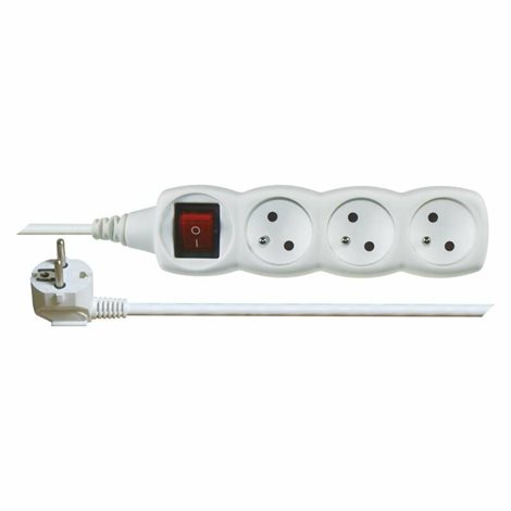 P1312 Prodlužovací kabel 2m, 3zásuvky, s vypínačem, bílý, PVC, 1mm2