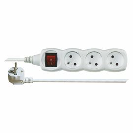 P1317 Prodlužovací kabel 7m, 3zásuvky, s vypínačem, bílý, PVC, 1mm2