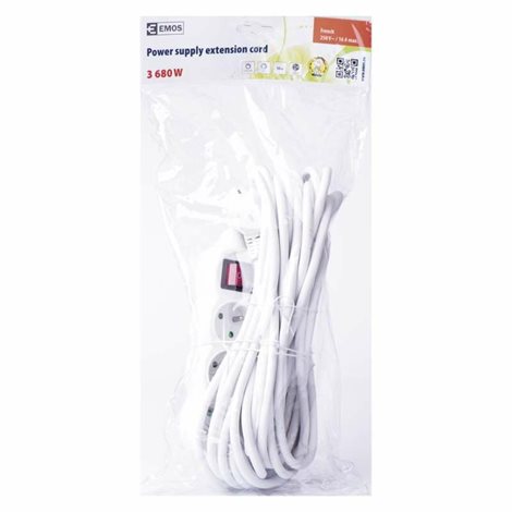 P1310R Prodlužovací kabel 10m, 3zásuvky, s vypínačem, bílý, PVC, 1,5mm2 2
