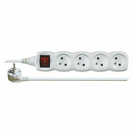 P1412 Prodlužovací kabel 2m, 4zásuvky, s vypínačem, bílý, PVC, 1mm2