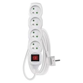 P1415R Prodlužovací kabel 5 m / 4 zásuvky / s vypínačem / bílý / PVC / 1,5 mm2