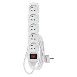 P1512 Prodlužovací kabel 2m, 5zásuvek, s vypínačem, bílý, PVC, 1mm2