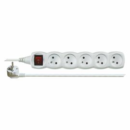 P1510 Prodlužovací kabel 10m, 5zásuvek, s vypínačem, bílý, PVC, 1mm2