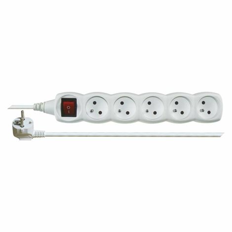 P1510 Prodlužovací kabel 10m, 5zásuvek, s vypínačem, bílý, PVC, 1mm2