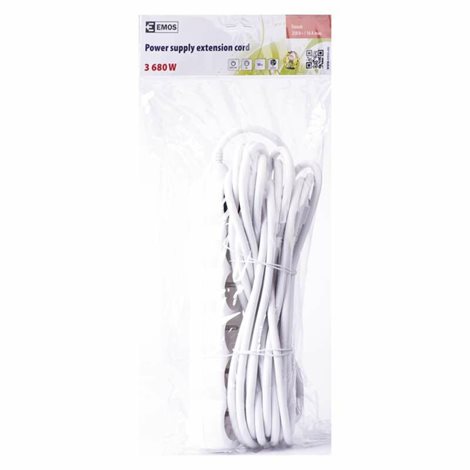 P1510R Prodlužovací kabel 10m, 5zásuvek, s vypínačem, bílý, PVC, 1,5mm2 2