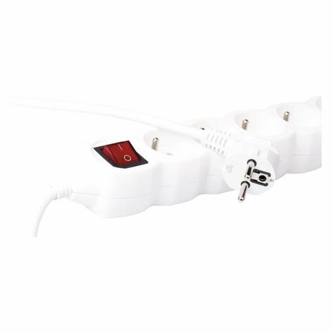 P1510R Prodlužovací kabel 10m, 5zásuvek, s vypínačem, bílý, PVC, 1,5mm2 3