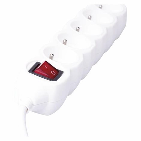 P1510R Prodlužovací kabel 10m, 5zásuvek, s vypínačem, bílý, PVC, 1,5mm2 4