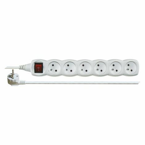 P1613 Prodlužovací kabel 3m, 6zásuvek, s vypínačem, bílý, PVC, 1mm2