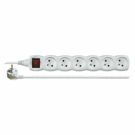 P1615 Prodlužovací kabel 5m, 6zásuvek, s vypínačem, bílý, PVC, 1mm2