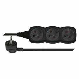 PC0313 Prodlužovací kabel 3m, 3zásuvky, černý, PVC, 1mm2