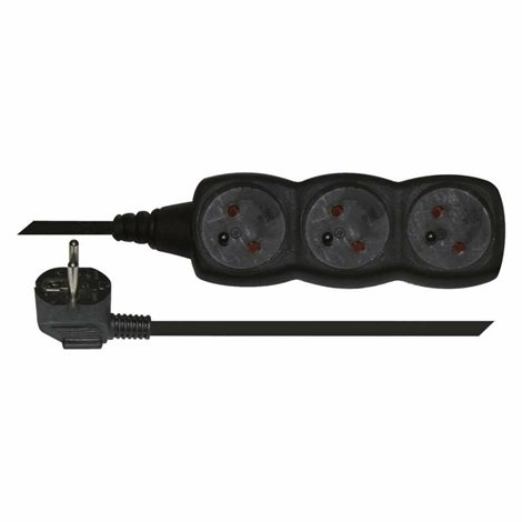 PC0313 Prodlužovací kabel 3m, 3zásuvky, černý, PVC, 1mm2