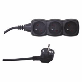 PC0315 Prodlužovací kabel 5m, 3zásuvky, černý, PVC, 1mm2