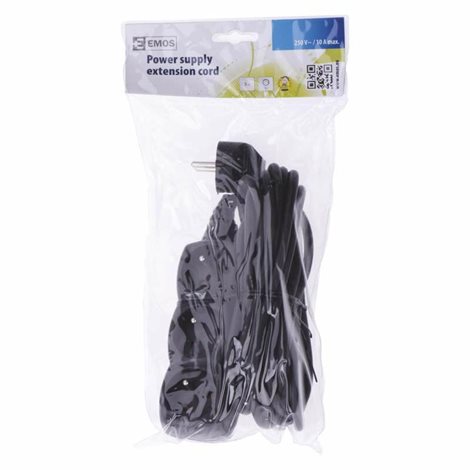 PC0315 Prodlužovací kabel 5m, 3zásuvky, černý, PVC, 1mm2 2
