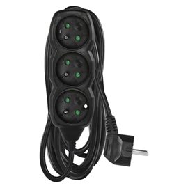 PC0315R Prodlužovací kabel 5m, 3zásuvky, černý, PVC, 1,5mm2