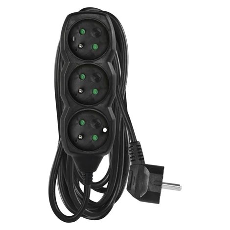 PC0315R Prodlužovací kabel 5m, 3zásuvky, černý, PVC, 1,5mm2 1