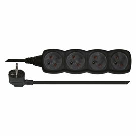 PC0413 Prodlužovací kabel 3m, 4zásuvky, černý, PVC, 1mm2