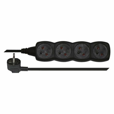 PC0413 Prodlužovací kabel 3m, 4zásuvky, černý, PVC, 1mm2