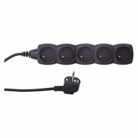 PC0513 Prodlužovací kabel 3m, 5zásuvek, černý, PVC, 1mm2