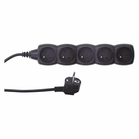 PC0513 Prodlužovací kabel 3m, 5zásuvek, černý, PVC, 1mm2 1