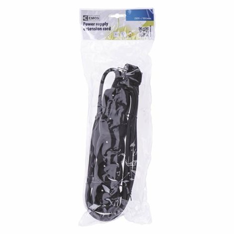 PC0513 Prodlužovací kabel 3m, 5zásuvek, černý, PVC, 1mm2 2