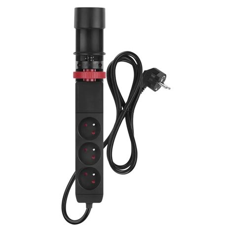 P1311PD Prodlužovací kabel 1,5 m/3 zásuvky/vypínač/uchycení na stůl/USB/černý/PVC/1,5 mm2 2