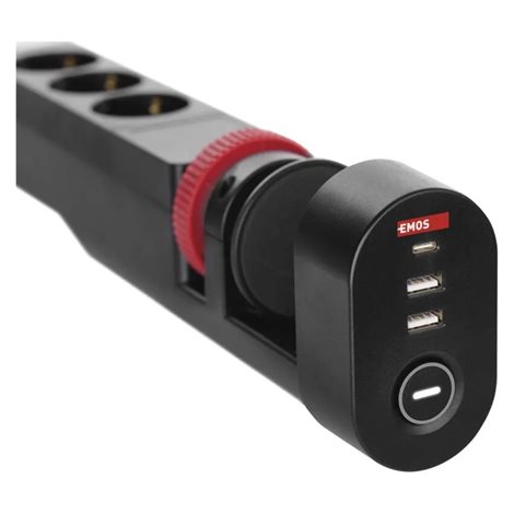 P1311PD Prodlužovací kabel 1,5 m/3 zásuvky/vypínač/uchycení na stůl/USB/černý/PVC/1,5 mm2 4