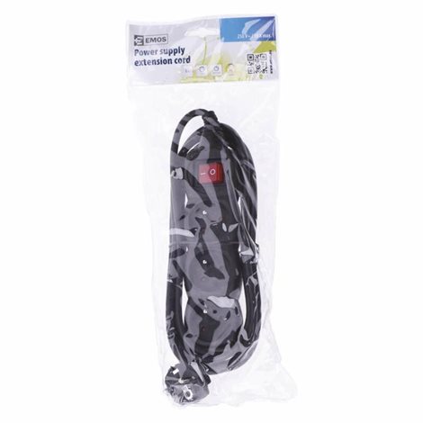 PC1313 Prodlužovací kabel 3m, 3zásuvky, s vypínačem, černý, PVC, 1mm2 2