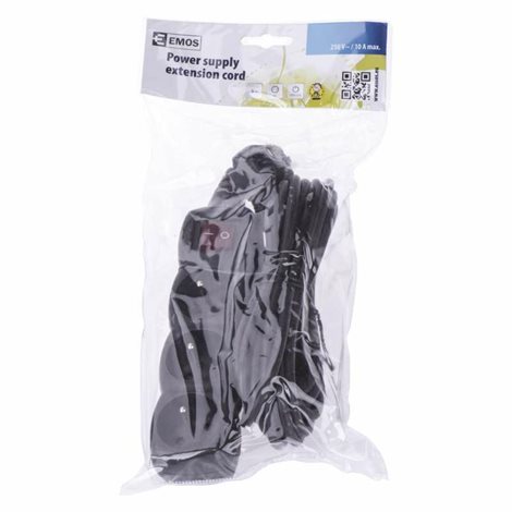 PC1315 Prodlužovací kabel 5m, 3zásuvky, s vypínačem, černý, PVC, 1mm2 2