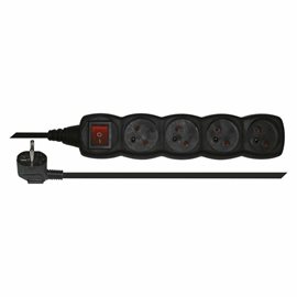 PC1413 Prodlužovací kabel 3m, 4zásuvky, s vypínačem, černý, PVC, 1mm2