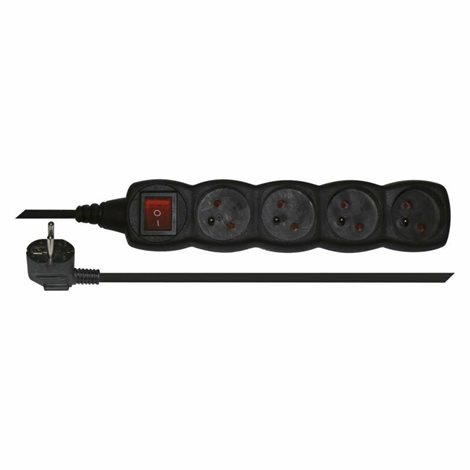 PC1413 Prodlužovací kabel 3m, 4zásuvky, s vypínačem, černý, PVC, 1mm2 1