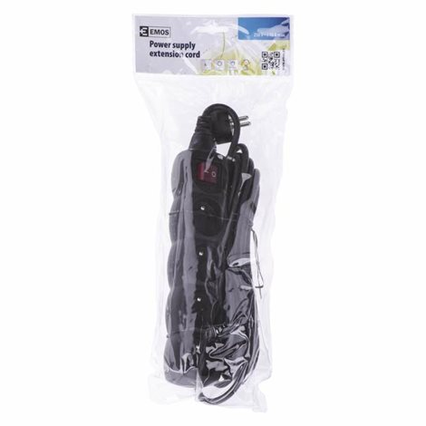 PC1415 Prodlužovací kabel 5m, 4zásuvky, s vypínačem, černý, PVC, 1mm2 2