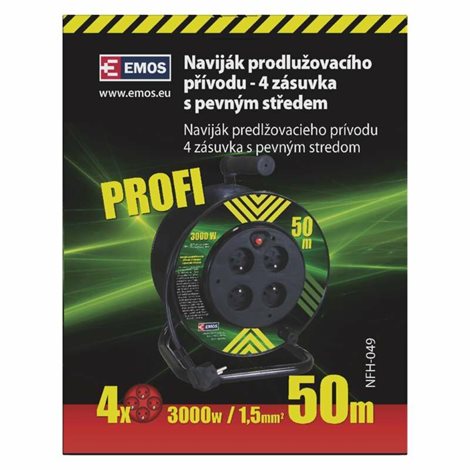 P19450P Prodlužovací kabel na bubnu 50m, 4zásuvky, černý, PVC, 230V, 1,5mm2 2