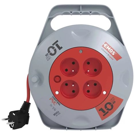 P19410N Prodlužovací kabel na bubnu 10 m / 4 zásuvky / červený / PVC / 230 V / 1 mm2 1