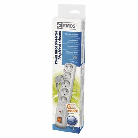 P53874 Přepěťová ochrana – 5 zásuvek, 3m, šedá 2
