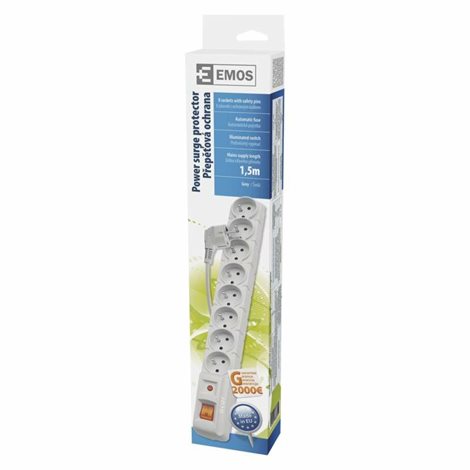 P53898 Přepěťová ochrana – 8 zásuvek 1,5m, šedá 2