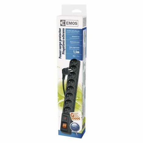 P53899 Přepěťová ochrana – 8 zásuvek, 1,5m, černá 2
