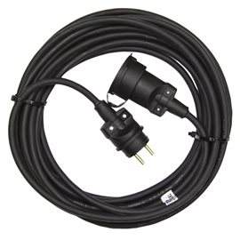 PM0501 Venkovní prodlužovací kabel 10m, 1zásuvka, černý, guma, 230V, 1,5mm2