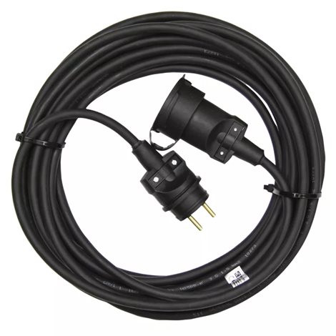 PM0501 Venkovní prodlužovací kabel 10m, 1zásuvka, černý, guma, 230V, 1,5mm2