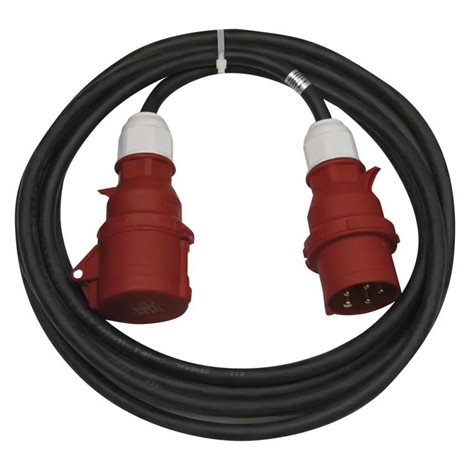 PM0902 3 fázový venkovní prodlužovací kabel 10 m / 1 zásuvka / černý / guma / 400 V / 2,5 mm2