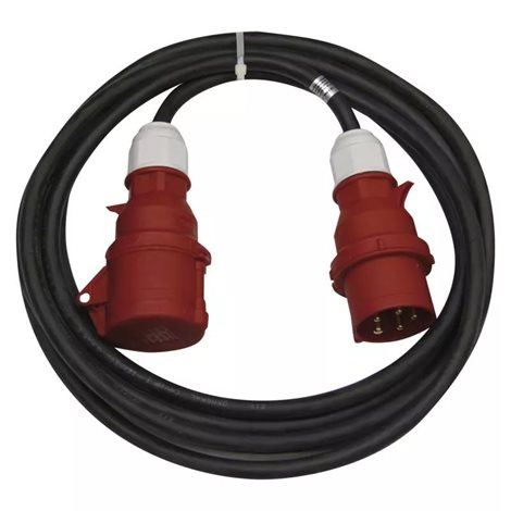 PM0904 3 fázový venkovní prodlužovací kabel 20m, 1zásuvka, černý, guma, 400V, 2,5mm2