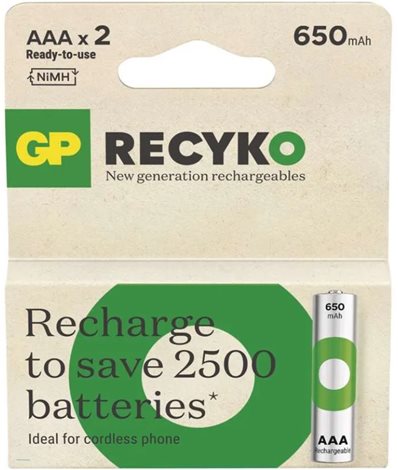 B25162 GP nabíjecí baterie ReCyko 650 AAA (HR03) 2PP 2