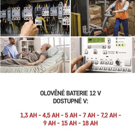 B9652 Bezúdržbový olověný akumulátor 12 V/1,3 Ah, faston 4,7 mm 4