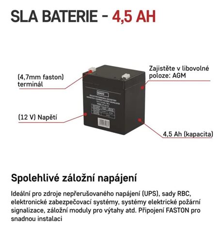 B9653 Bezúdržbový olověný akumulátor 12 V/4,5 Ah, faston 4,7 mm 3