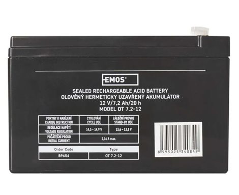 B9654 Bezúdržbový olověný akumulátor 12 V/7,2 Ah, faston 4,7 mm 2